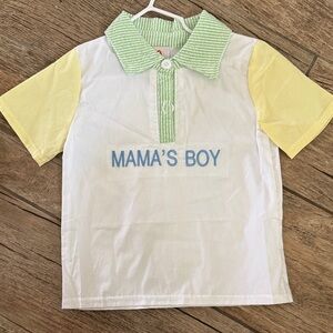 Mama's Boy Kids Shirt - White, Yellow, Green